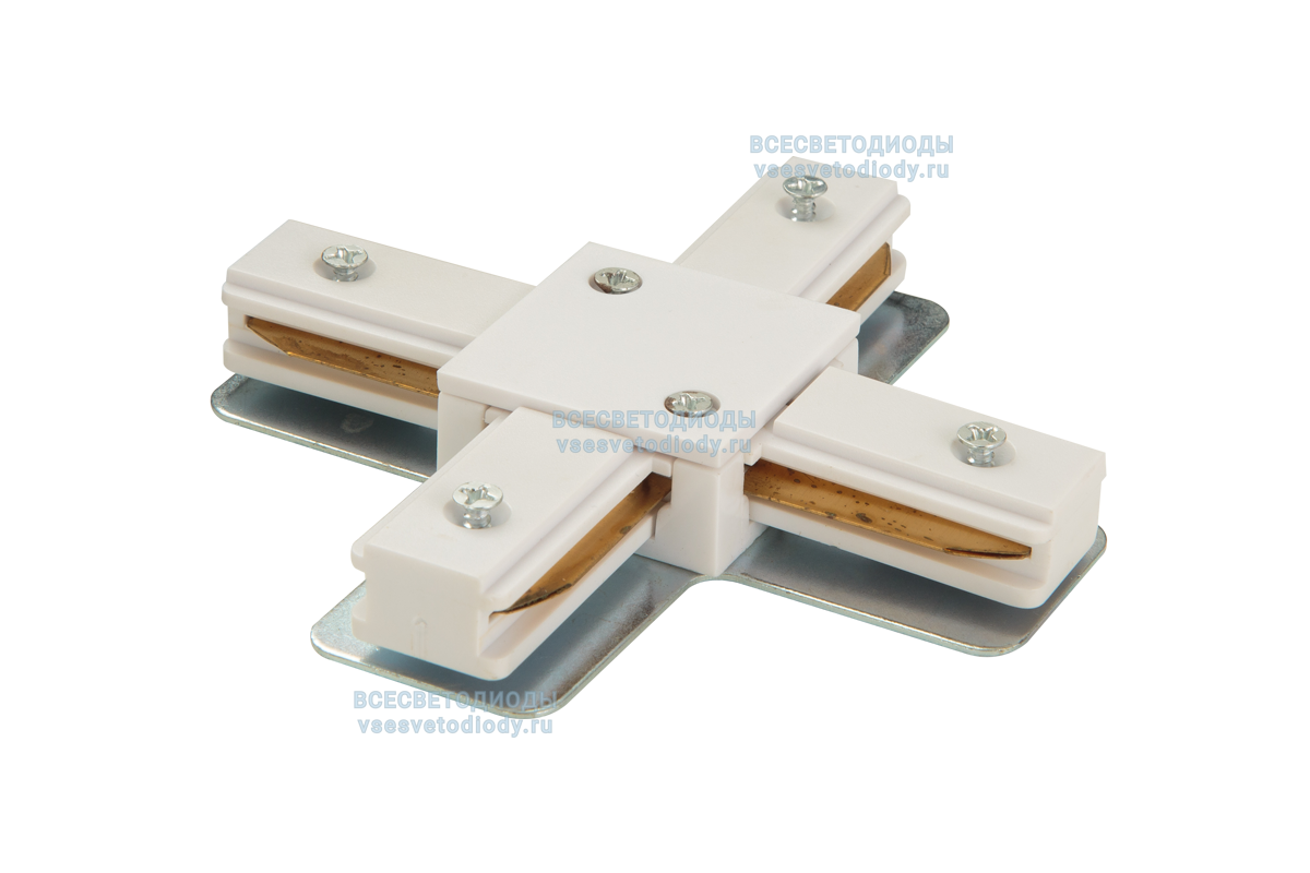 Коннектор трековый (адаптер для светильника, X), белый для однофазного шинопровода aax-evr1-w-Dn
